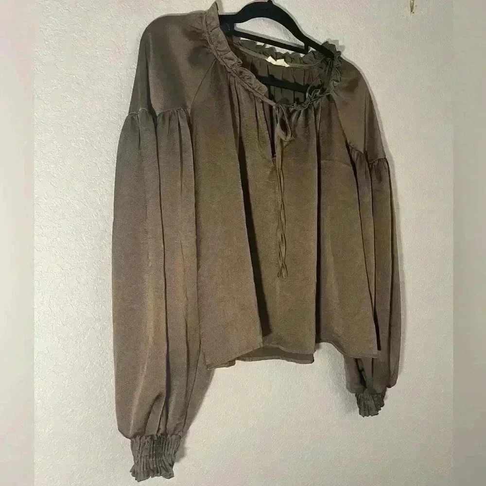 Blu Pepper Womens Size Small Hana Top in Brown - Picture 4 of 9